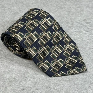 Vintage Structure Le Collezioni Silk Tie Navy Italian Architectural Print USA - Picture 1 of 7