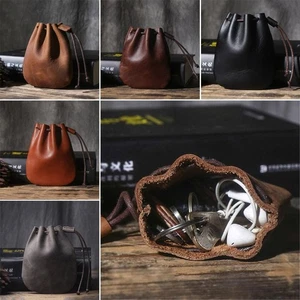 Drawstring Strap Coin Pouch Leather Storage Bag Exquisite Purse  Business Trips - Picture 1 of 15