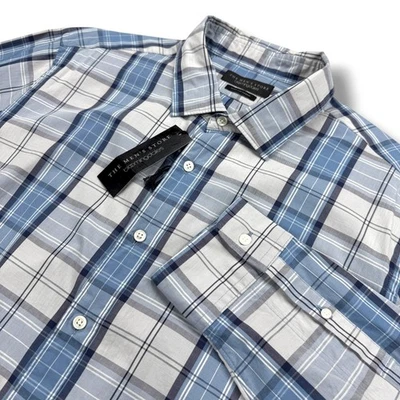 NWT The Men's Store Bloomingdales Stretch Shirt Mens XL Blue Plaid - $108 - Image 1 of 4