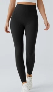Halara NWT Black Medium 7/8 High Waisted Tummy Control Side Pocket Leggings - Picture 1 of 6