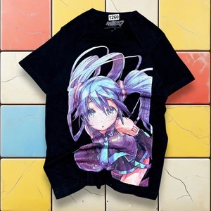 Y2K Hatsune Miku Anime Grafik T-Shirt schwarz Damen Größe S AOP Tee Fortnite Art - Bild 1 von 12