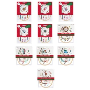 Simply Make Croix Point Cadre Kits Noël Docrafts Santa Casse Noisette Robin Bas - Picture 1 of 13