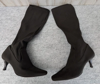 Cole Haan Trisha Bota Alta Punta Punta Mujer 6.5B Hasta la Rodilla Elástica Nylon Marrón Foto 1 de 4