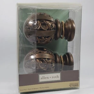 Allen Roth Curtain Rod Ends Vintage Gold Finial Pair Decorative 275065 - Picture 1 of 5