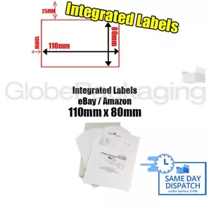 100 x EBAY / AMAZON A4 INTEGRATED LABELS 110x80mm (S11 / G11) ADDRESS PEEL OFF - Picture 1 of 6