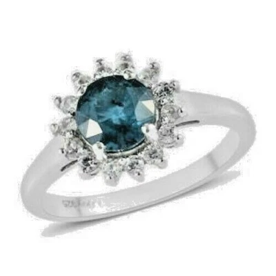 Anillo CIANITA AZUL ÍNDIGO y CIRCÓN PLATINO sobre Plata de Ley TALLA 7 NUEVO SIN ETIQUETAS Foto 1 de 3