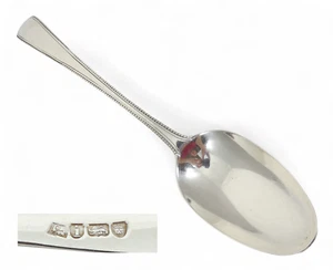 Antique Georgian 1784 Sterling Silver Tablespoon Serving Spoon Old English Bead - Picture 1 of 10