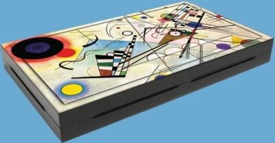 Trendy Kandinsky Klavier Design Backgammon Brettspiel edle Handarbeit,Tavla,Holz - Bild 1 von 4