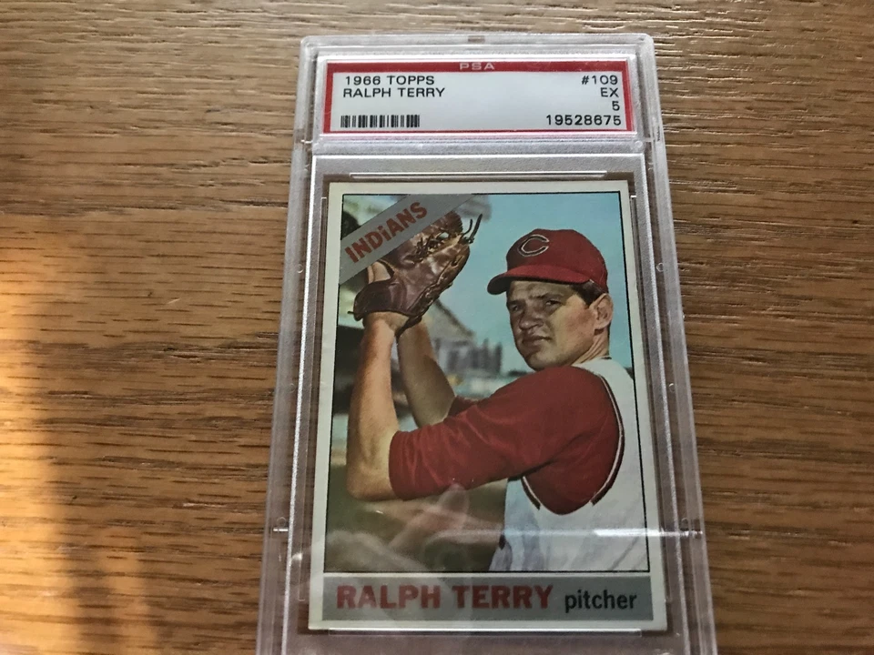1966 Topps #109 Ralph Terry PSA 5 Cleveland Indians Baseball Card - Image 1 of 2