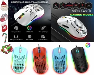 Lightweight Gaming Mouse RGB Backlit Wried 7 Buttons 6400DPI For PC PS4 Xbox one - Picture 1 of 18