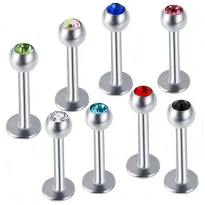 10PCS Crystal Gem Labret Nose Lip Stud Surgical Steel Helix Tragus Piercing Set - Image 1 of 4