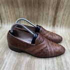 Mezlan Genuine Ostrich Leather Loafers Men's Size 7.5 Brown Dress Shoes
