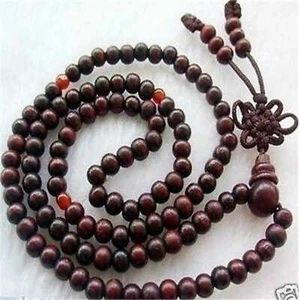 Pulsera Natural 8mm 108 Cuentas Rojo Sándalo Mala Borla Hombre Mala - Imagen 1 de 2