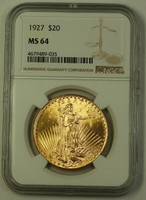 1927 US St. Gaudens Double Eagle $20 Gold Coin NGC MS-64 Very Choice D