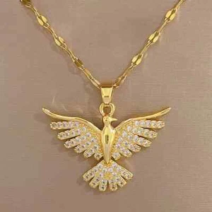 DIEYURO 316L Stainless Steel Phoenix Eagles Pendant Necklace For Women Girl 2023 - Picture 1 of 6