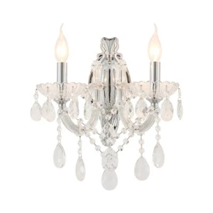 Crystal Wall Lights Modern Sconces Brilliant 2 Light Wall Lamp Light Fixtures Wa - Picture 1 of 9