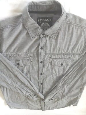 Legacy Edition Men's Long-sleeved Button Up Shirt Size Large Pockets Gray Cotton - Image 1 of 4