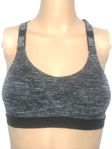 VICTORIAS SECRET INCREDIBLE LIGHTWEIGHT SPORTS BRA MEDIUM SUPPORT BLACK GRAY NWT - Picture 1 of 14