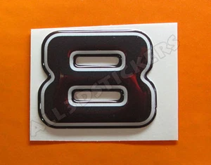 Autocollant Résine Nombre 8 Huit 3D Couleur Noir Dimension 25mm - Imagen 1 de 1