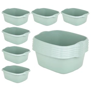 18 x 39cm Rectangular Washing Bowl Silver Sage Integral Handle 12L Capacity Home - Picture 1 of 11