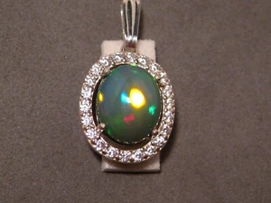 Welo Opal Pendant  - Solid Gem Opal - Sterling Silver - Picture 1 of 8
