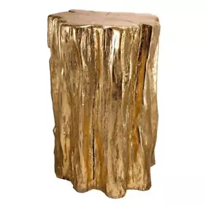 Unbranded End and Side Tables 20"Hx13.5"W Metal Classic Tree Trunk Stool Gold - Picture 1 of 5