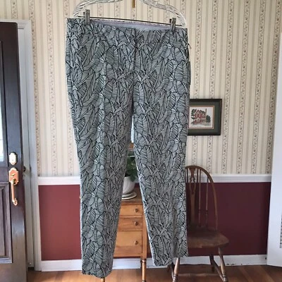 NUEVO CON ETIQUETAS Saint Tropez West Pantalones al Tobillo Negro Blanco Hojas Algodón Elástico Talla 10 NUEVO Foto 1 de 4
