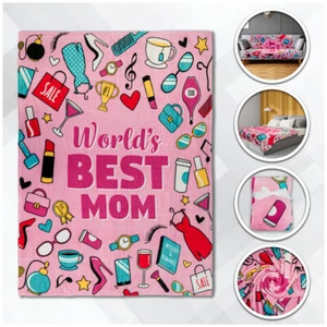 World's Best Mom Blanket Soft Plush Blanket Mother's Day Blanket 50x60in - Picture 1 of 8