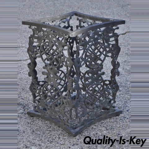 Ornate Cast Aluminum Mediterranean Style Black Pedestal Dining Table Base Cover