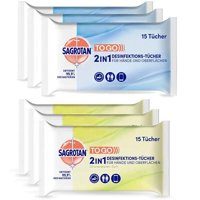RB HYGIENE HOME DEUTSCHLAND GMBH Sagrotan Desinfektion Hand- Reinigungstücher Set 6 x 15 Stück mit frischem Duft