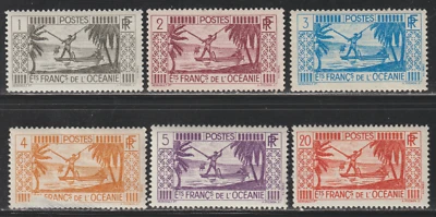 Polinesia Francesa 1934-40 SC# 80 - 87 - Pesca con lanza - Lote M-H # 34 Foto 1 de 2