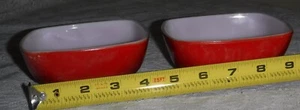 Vintage Pyrex Red Square Ovenware Bowls 410-12 oz Set of 2 - Picture 1 of 7