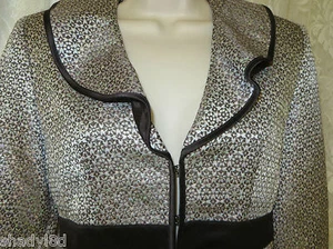 ALLEN B SCHWARTZ size 2 Blazer Jacket Metallic Lined Career Brown Trim - Picture 1 of 6