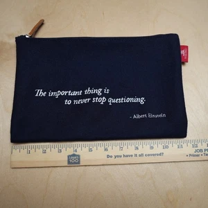 Viking Wool Cash Pencil Bag Einstein Quote Zipper Closure 7.5 X 11.5 - Picture 1 of 6