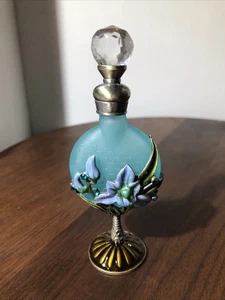 "Botella de perfume de vidrio botella de aceite esencial reciclable decoración azul 4 3/4""" - Imagen 1 de 4