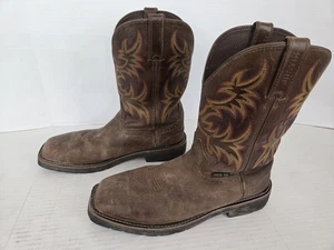 Justin Men's Steel Toe Cowboy Work Boots Brown Leather Size 14D FREE SHIPPING - Picture 1 of 13