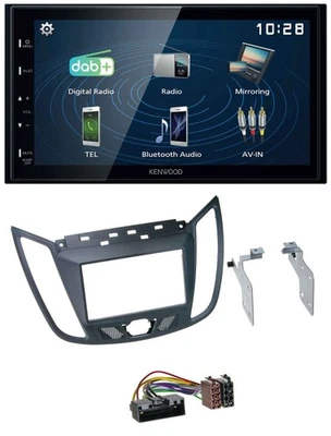Kenwood 2DIN Bluetooth MP3 USB DAB Autoradio für Ford C-Max (ab 10) grau - Bild 1 von 4