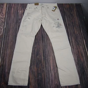Ralph Lauren Varick Slim Straight Jeans Mens 34x34 Nautical Embroidered Pant - Picture 1 of 8