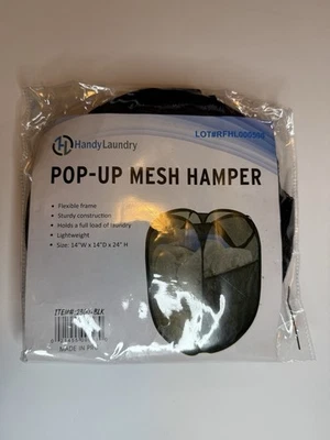 Handy Laundry Collapsible Pop Up Hamper, Wide Opening and Side Pocket. (Black) - Image 1 of 2