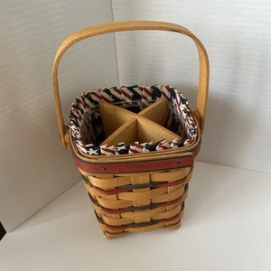 1995 Longaberger All American Carry Along Basket w/ Liner Protector & Divider - Picture 1 of 9
