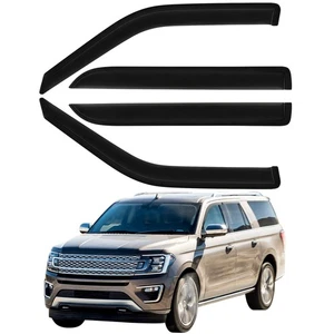 Tape-On Dark Tinted Side Window Visor Rain Guards For 1997-2017 Ford Expedition - Picture 1 of 15