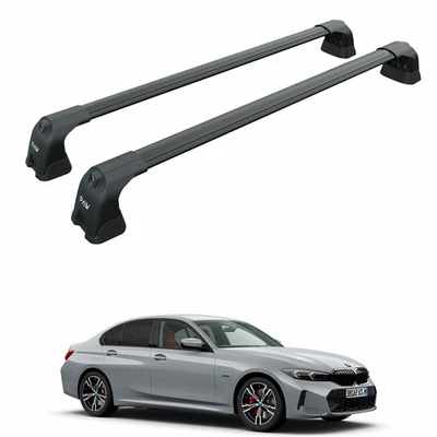 Barras transversales de techo punto fijo para BMW 3 sedán (G20) | 2018-2025, negro Foto 1 de 4