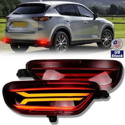 LED Rear Reflector Brake Light Sequential Turn Signal Red For Mazda CX-5 2017-21 - Image 1 of 4