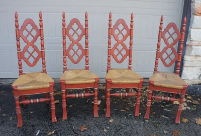 4~ Sillas vintage THOMASVILLE de campo francés asiento apresurado de mediados de siglo Foto 1 de 4