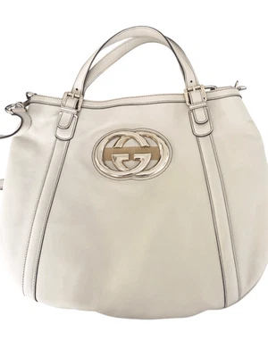 Gucci Britt Web Convertible Leather Large Satchel - Image 1 of 4