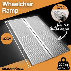 EQUIPMED Folding Wheelchair Ramp 182cm 272kg Rated Portable Access Aluminium - Picture 1 of 9