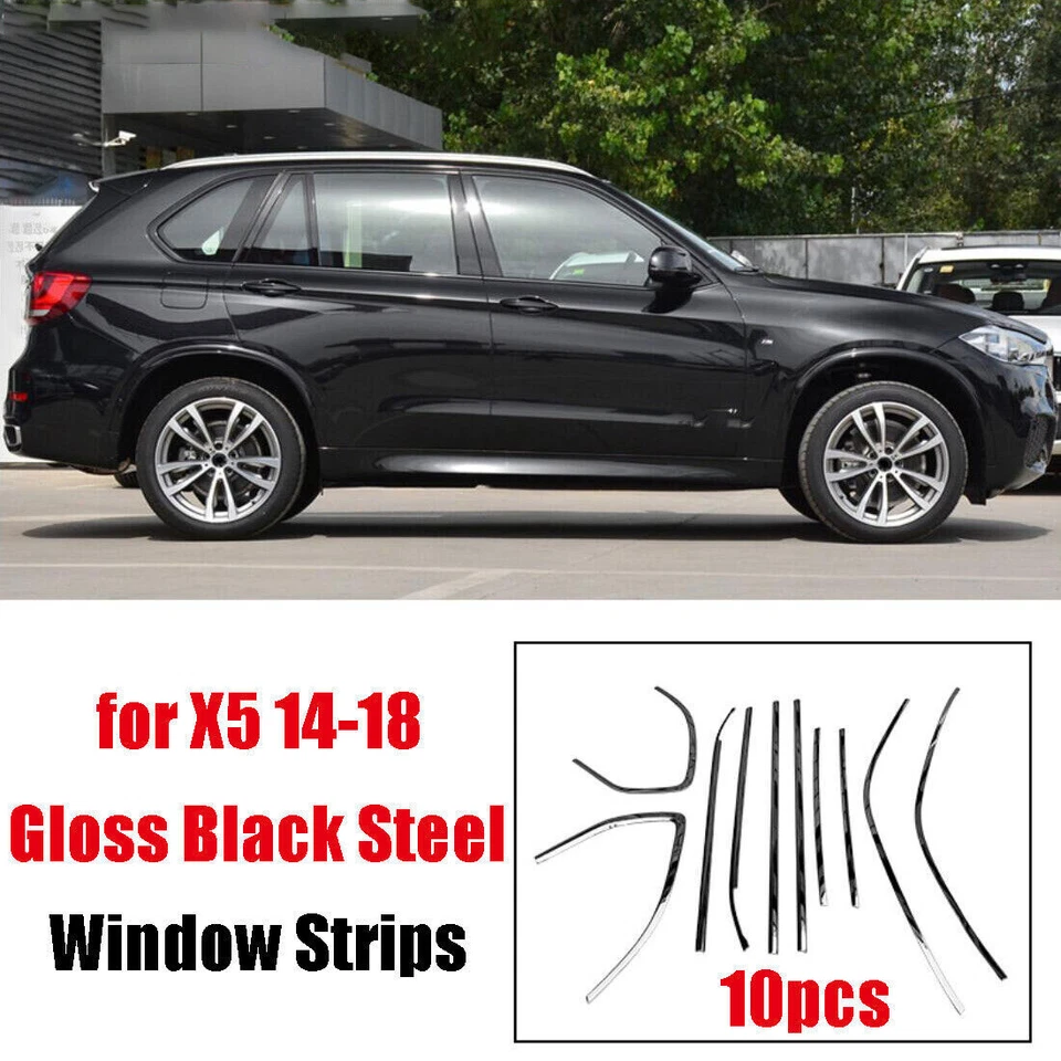 Black Stainless Car Window Molding Trim Strips 10X For BMW X5 F15 2014 2015-2018 - Image 1 of 4