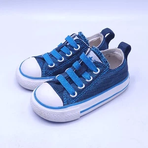 Converse All Star Lace Up Sneaker Shoe Toddler Boys Size 4 722355F Blue White - Picture 1 of 8