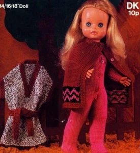 Doll Clothes copy knitting pattern Cat Suit overdress and cape - Picture 1 of 2
