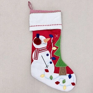 Pottery Barn Kids Snowman with Lights Quilted Christmas Stocking,Red,No Monogram - Picture 1 of 3